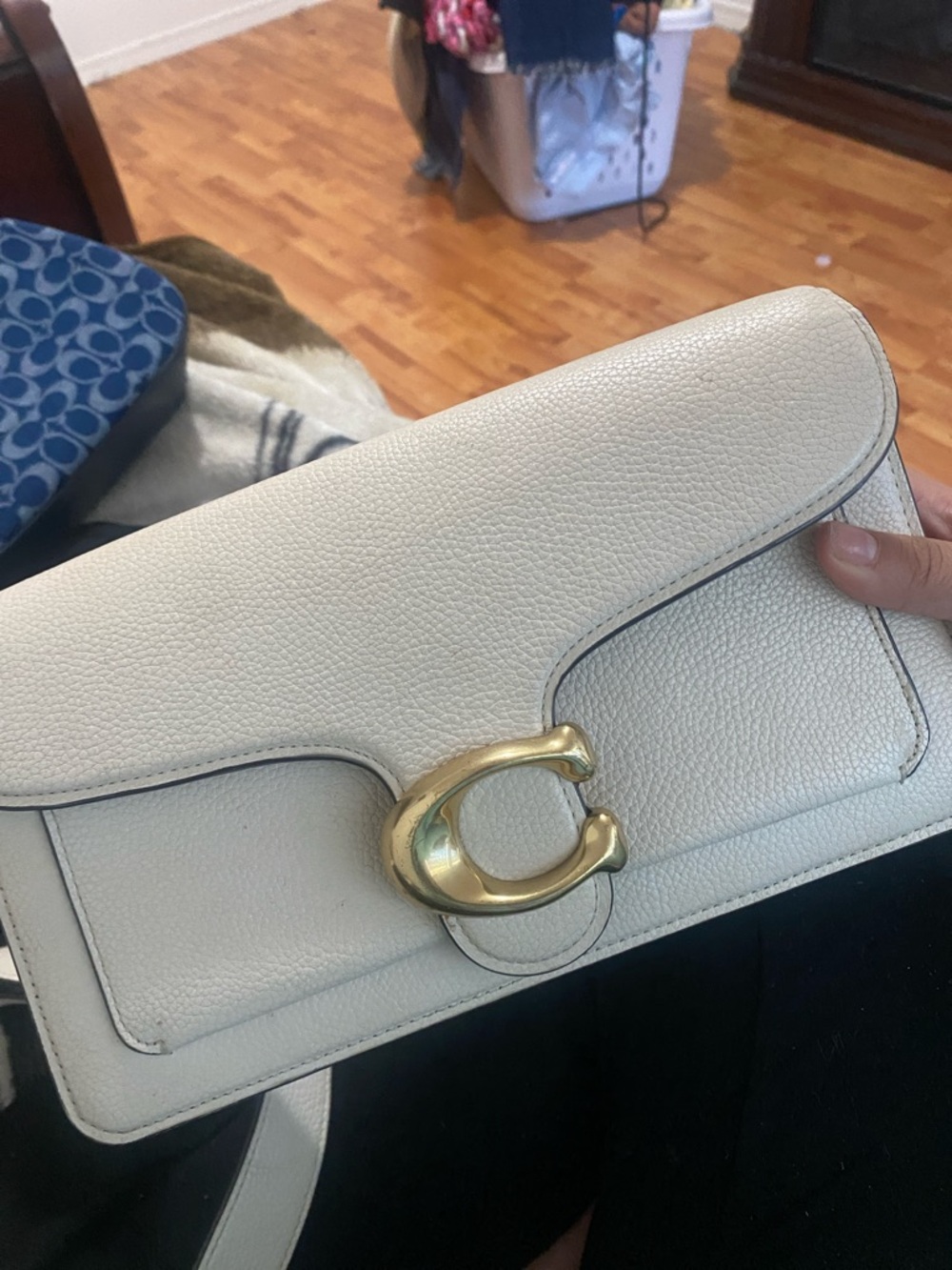 Coach Chalk Pebbled Leather Crossbody with Gold 'C' Closure